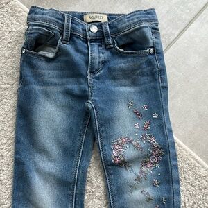 Adorable Squeeze Toddler Girl's Pink Heart Embroidered & Embellished Jeans 4T